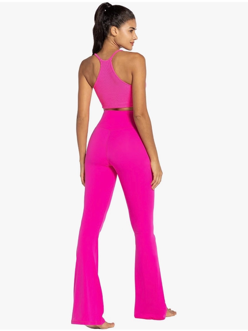 BNWOT SUNZEL Hot Pink Crossover Flare Leggings Yoga Pants 34” Inseam Large